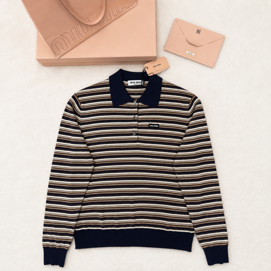 Miu Miu - Retro Striped Wool Knit Sweater